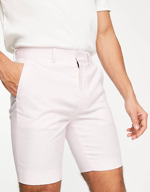 los padres de crianza inyectar Mediana Pantalones cortos de vestir rosa pastel de corte pitillo de mezcla de lino  de ASOS DESIGN | ASOS