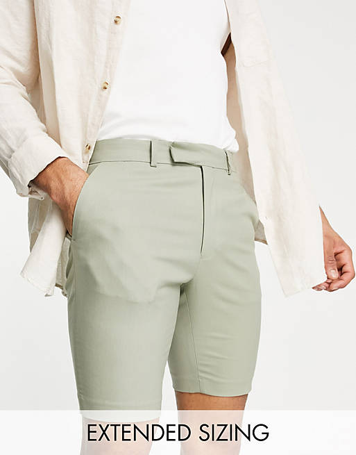 Pantalones cortos de vestir verde salvia de corte slim de ASOS DESIGN
