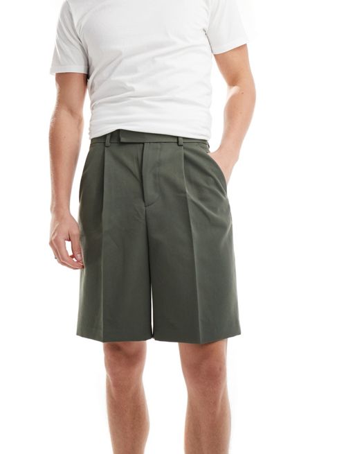 Pantalones cortos de vestir verdes de pernera ancha de FhyzicsShops DESIGN