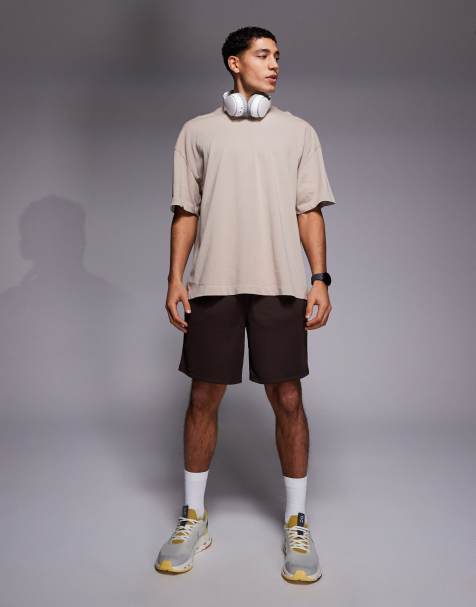 Pantalones cortos deportivos de 18 cm marrón pasa con bolsillos con cremallera de malla de secado rápido de 4505 - view 1