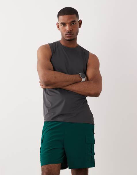 Pantalones cortos deportivos de 18 cm verde botella cargo con bolsillos con cremallera de tejido de secado rápido Icon de 4505 - view 1