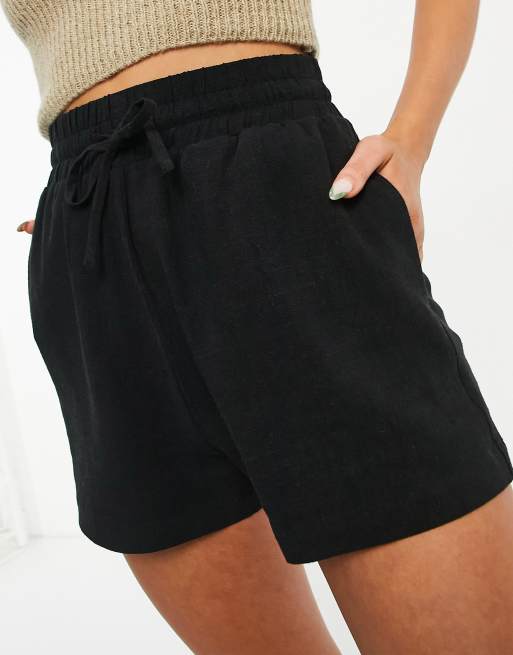 Pantalones cortos deportivos negros de lino de ASOS DESIGN, 3 de 4