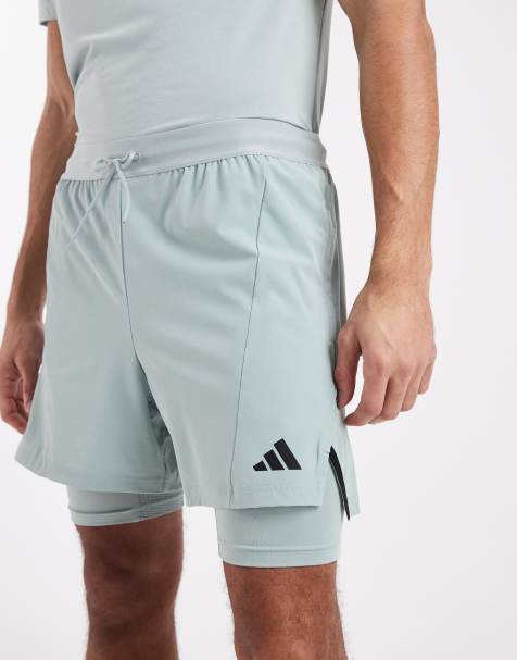 Pantalones cortos deportivos verde salvia con diseño 2 en 1 D4T de adidas Performance - view 1