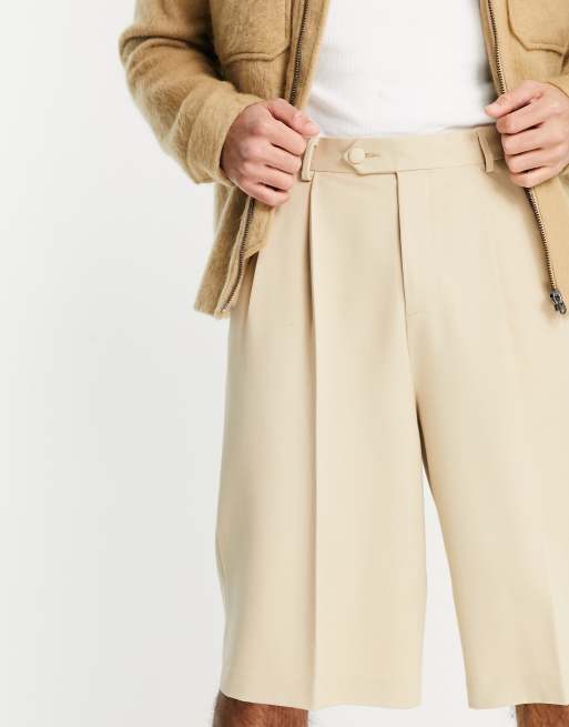Pantalones cortos extralargos color piedra de corte ancho de ASOS DESIGN, 2 de 4