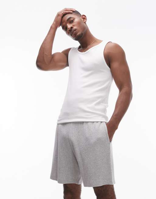 Pantalones cortos gris claro de estar por casa de punto gofrado de Topman