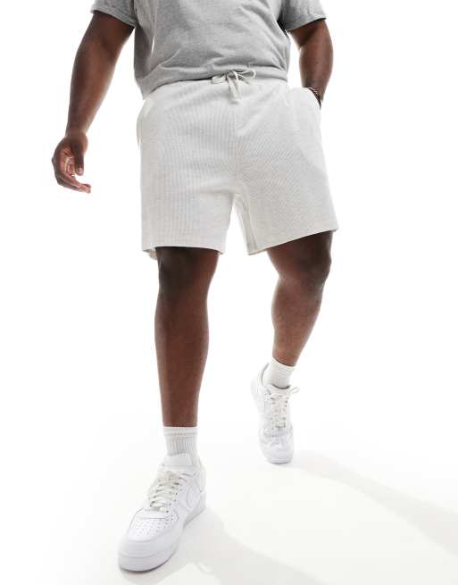 Pantalones cortos gris jaspeado de corte slim de punto gofrado de ASOS DESIGN