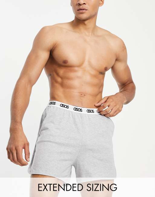 Pantalones cortos gris jaspeado de estar por casa de estilo deportivo con logo en la cinturilla de ASOS DESIGN