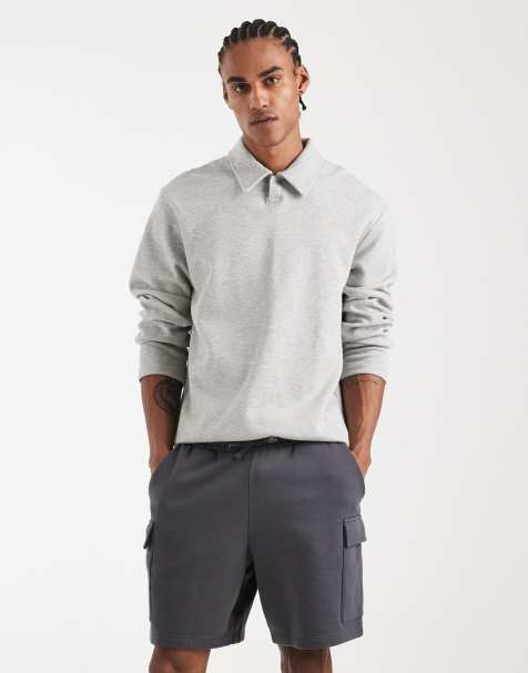 Pantalones cortos gris oscuro cargo de punto liso de New Look - view 1