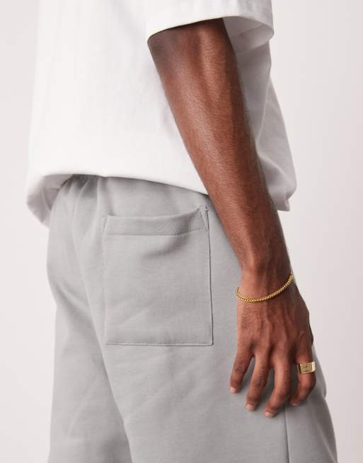 Pantalones cortos grises extragrandes de tejido grueso de 400 g/m² de ASOS DESIGN, 5 de 5