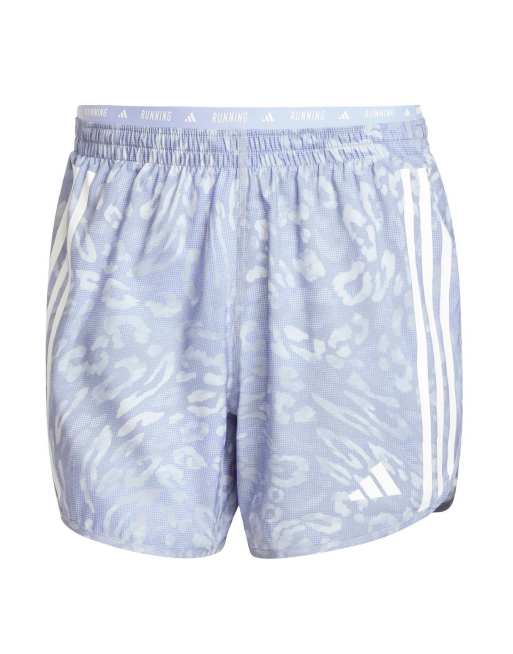 Pantalones cortos grises y morado pálido con 3 rayas Own The Run de adidas Performance