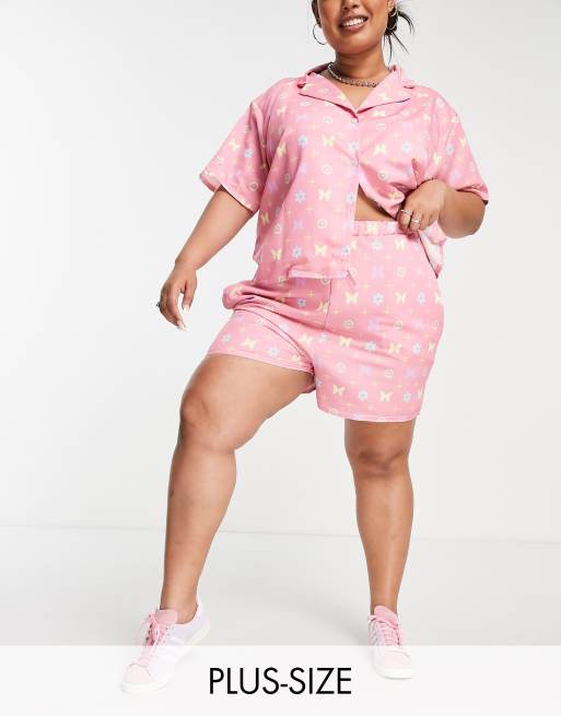 Pantalones cortos holgados con estampado de monograma de New Girl Order Curve (parte de un conjunto)