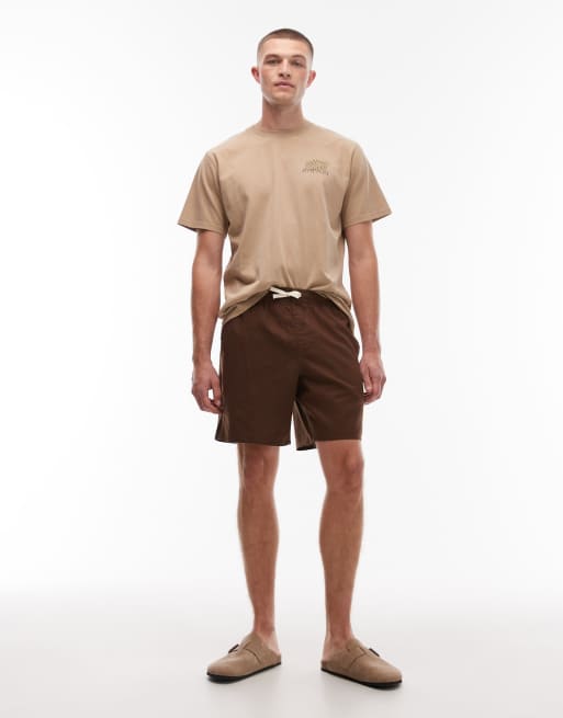 Pantalones cortos marrón chocolate clásicos de estilo casual de mezcla de lino de Rhythm, 2 de 5