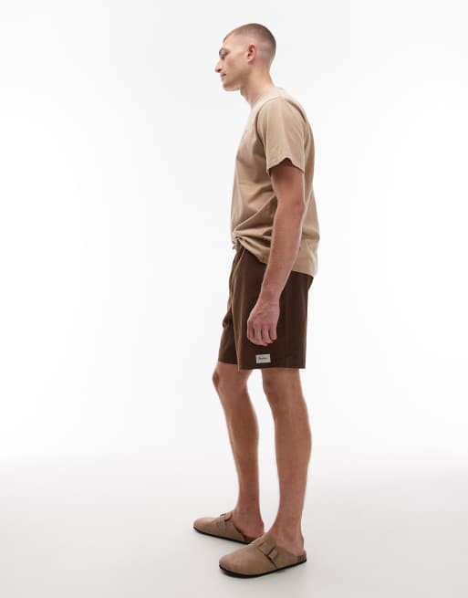 Pantalones cortos marrón chocolate clásicos de estilo casual de mezcla de lino de Rhythm, 3 de 5