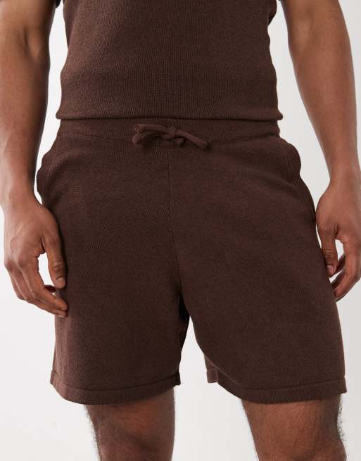 Pantalones cortos marrones de punto texturizado de ASOS DESIGN (parte de un conjunto), 4 de 5