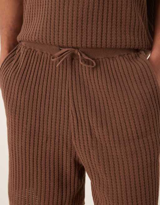 Pantalones cortos marrones extragrandes de punto texturizado de ASOS DESIGN (parte de un conjunto), 5 de 5