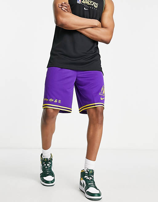 Hombre Pantalones cortos | Pantalones cortos morados unisex de los LA Lakers de la NBA DNA de Nike Basketball - RX89728