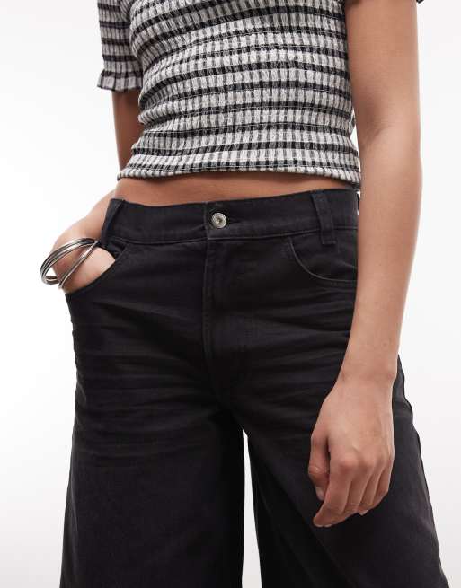 Pantalones cortos negro lavado de corte skater alargado de COLLUSION, 4 de 5