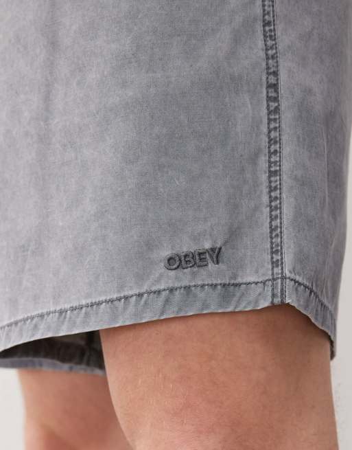 Pantalones cortos negro pigmentado de nailon y algodón Easy Pigment de Obey, 3 de 5