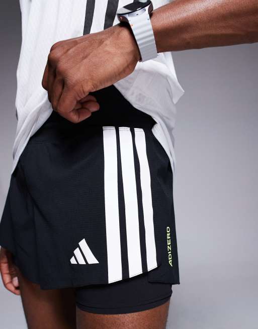 Pantalones cortos negros 2 en 1 Adizero de adidas Running, 4 de 5