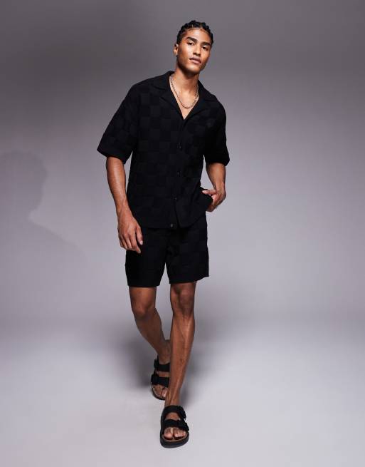Pantalones cortos negros a cuadros dameros de punto de The Couture Club (parte de un conjunto)