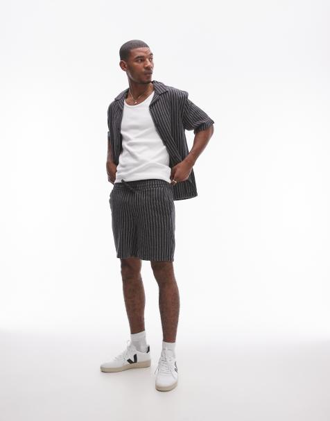 Pantalones cortos negros a rayas de Topman (parte de un conjunto) - view 1