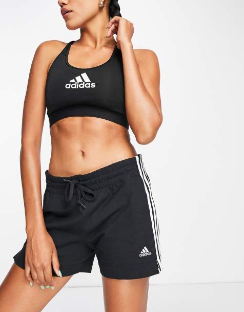Pantalones cortos negros básicos de corte slim con diseño de 3 rayas de adidas Training - view 1