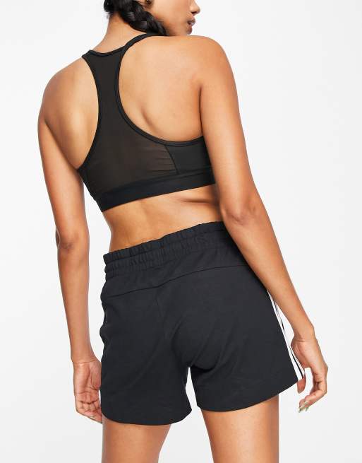 Pantalones cortos negros básicos de corte slim con diseño de 3 rayas de adidas Training, 2 de 4