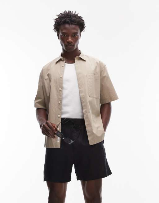 Pantalones cortos negros con cordón ajustable de lino de ARKET 