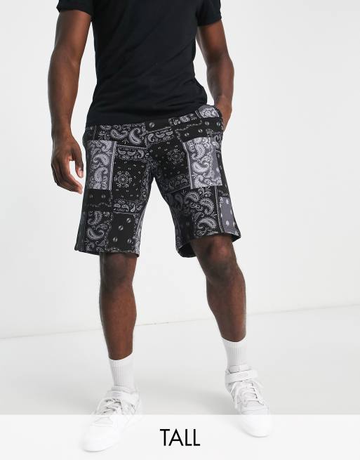 Pantalones cortos negros con estampado tipo bandana de Bolongaro Trevor Tall