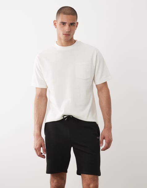 Pantalones cortos negros con logo de escudo de tejido de sudadera de GANT - view 1