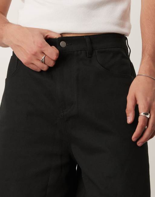 Pantalones cortos negros de corte alargado de lona de ASOS DESIGN, 3 de 5