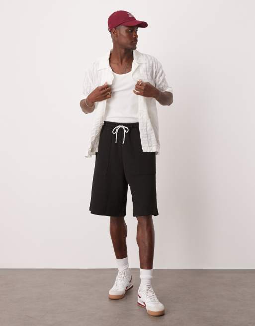 Pantalones cortos negros de corte alargado de sarga gruesa de ASOS DESIGN , 2 de 5