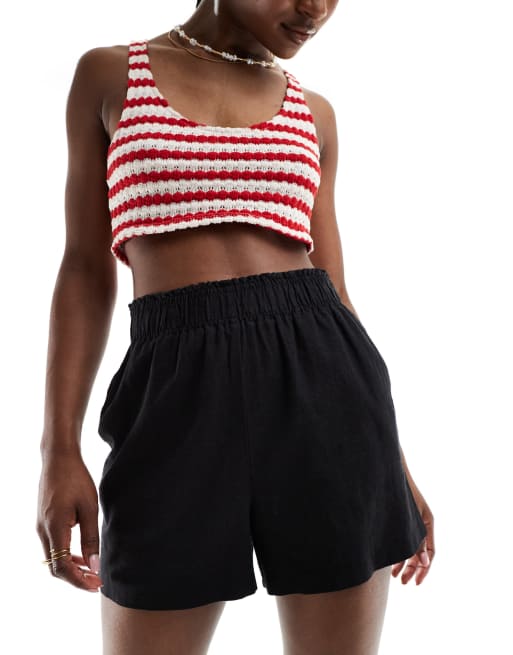 Pantalones cortos negros de lino de New Look
