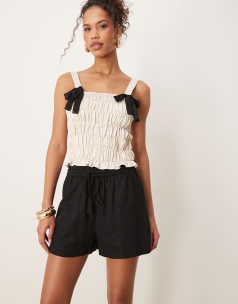 Pantalones cortos negros de lino Jet de Nobody's Child - view 1