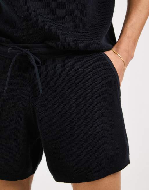 Pantalones cortos negros de punto de Airtex de ASOS DESIGN (parte de un conjunto), 4 de 5