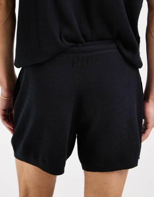 Pantalones cortos negros de punto de Airtex de ASOS DESIGN (parte de un conjunto), 5 de 5