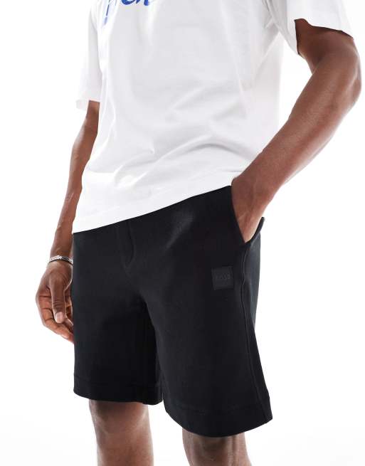 Pantalones cortos negros de tejido de sudadera de Boss Orange, 3 de 5