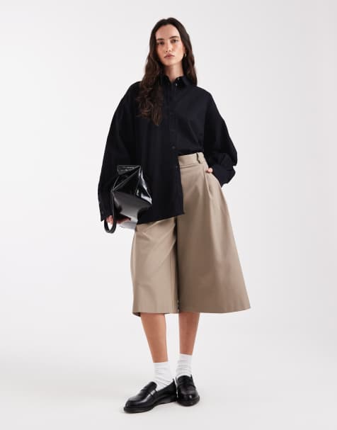 Pantalones cortos negros de tejido efecto lino de ASOS DESIGN - view 1