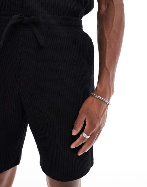 Pantalones cortos negros de tejido gofrado de Selected (parte de un conjunto) , 4 de 5