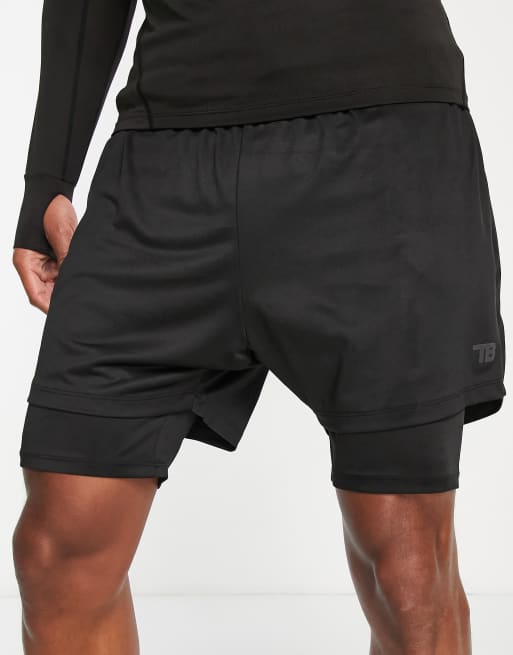 Pantalones negros deportivos de doble capa de Threadbare Active | ASOS