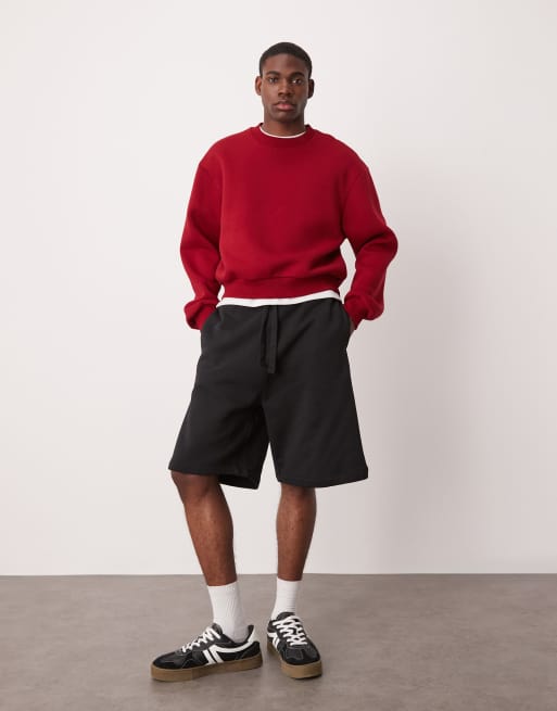 Pantalones cortos negros extragrandes de tejido grueso de 400 g/m² de ASOS DESIGN, 2 de 5