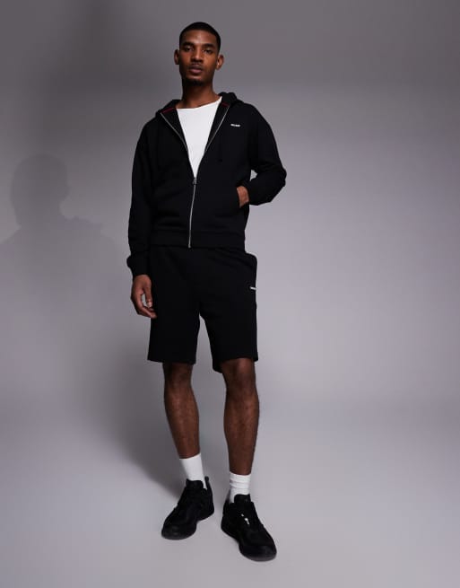 Pantalones cortos negros holgados de punto liso de HUGO Red, 2 de 5