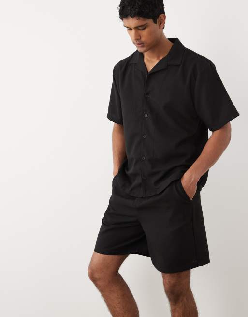 Pantalones cortos negros sin cierres de tejido efecto lino de New Look (parte de un conjunto), 2 de 5