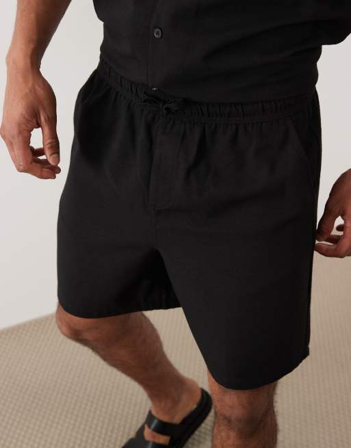 Pantalones cortos negros sin cierres de tejido efecto lino de New Look (parte de un conjunto), 3 de 5