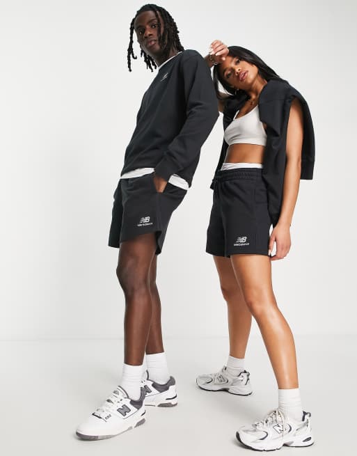 Pantalones cortos negros unisex con logo de New Balance, 4 de 4