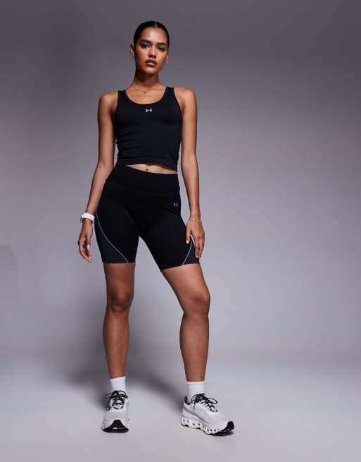 Pantalones cortos negros y acero sin costuras Vanish de Under Armour, 5 de 5