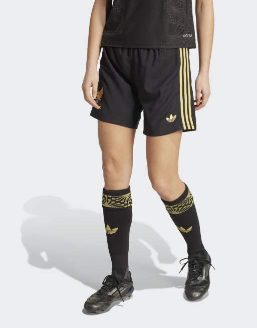 Pantalones cortos negros y dorados con diseño de la selección de México 25 de adidas Originals