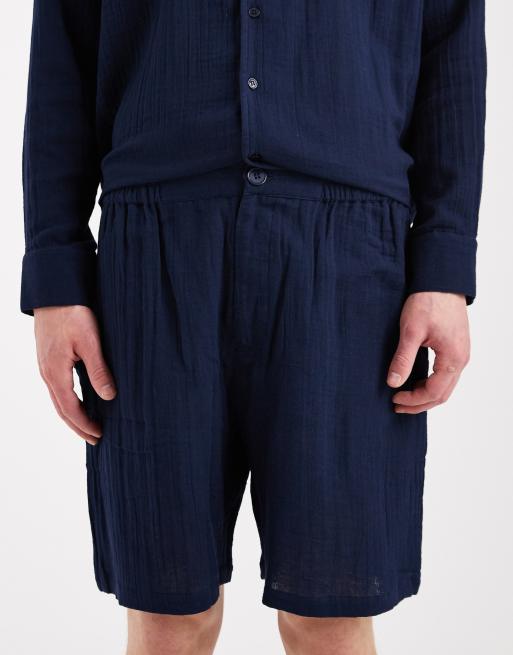Pantalones cortos playeros azul marino de tejido gofrado de Sol Beach (parte de un conjunto), 4 de 5