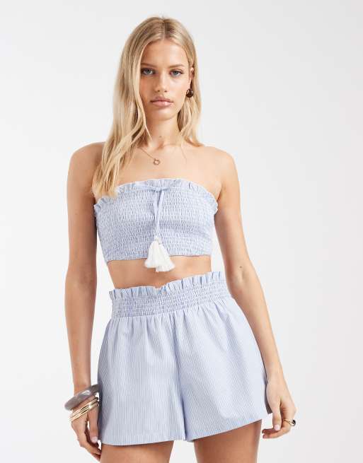 Pantalones cortos playeros azules a rayas sin cierres de Aray, 2 de 5