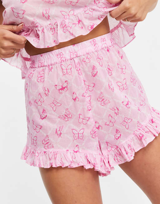 Pantalones cortos playeros con estampado de mariposas y volantes de ASOS DESIGN (parte de un conjunto), 2 de 4